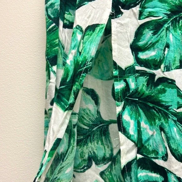 goa Beachwear By Japna | Slit Beach Pants Monstera Leaf Green Swim Palazzo S - Picture 6 of 8